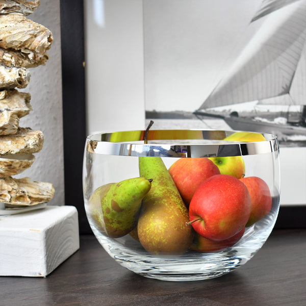 Glass Bowl with Pure Silver Rim | Kristallglas Schale mit Feinsilberrand