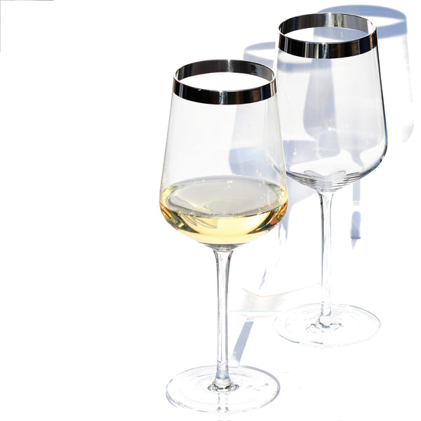 White Wine glass with pure silver rim | Weißweingläser mit Feinsilberrand