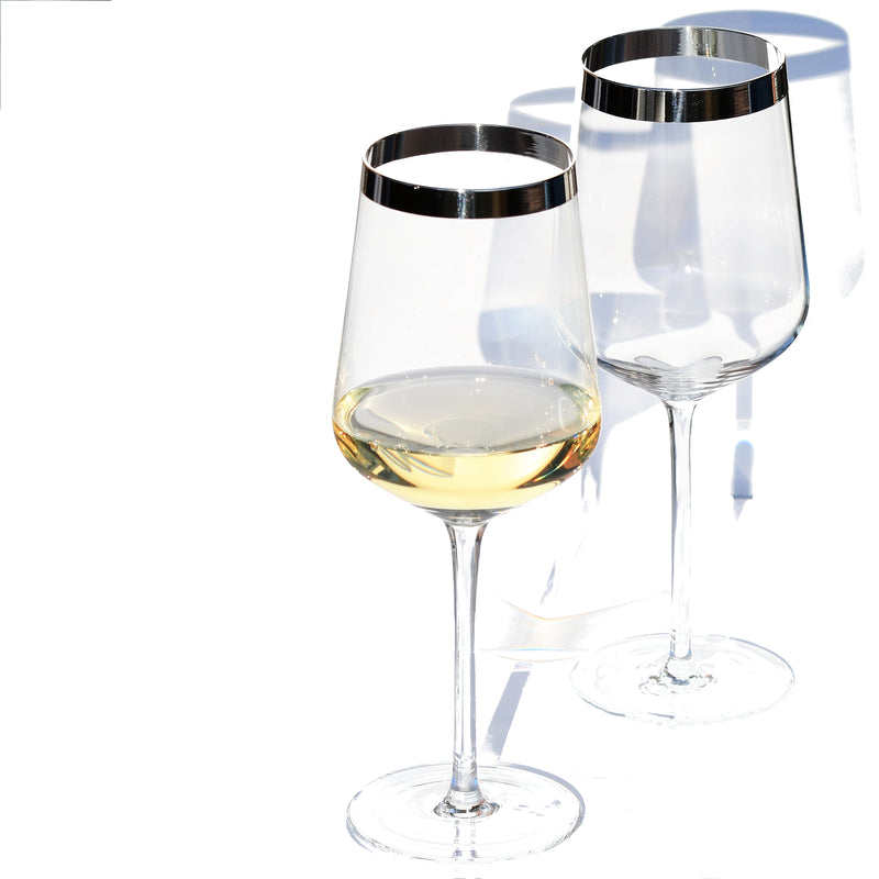 White Wine glass with pure silver rim | Weißweingläser mit Feinsilberrand