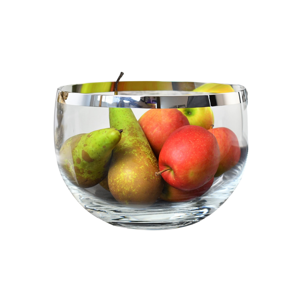 Glass Bowl with Pure Silver Rim | Kristallglas Schale mit Feinsilberrand