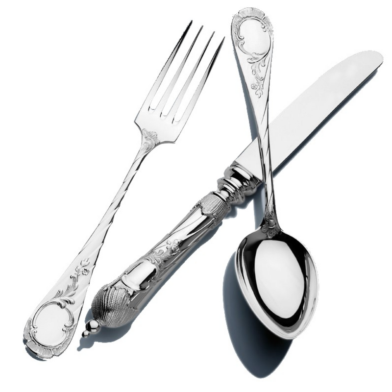 Cutlery Set: Design Versailles, exclusive silver plated 4 pcs.  | Besteckset: Design Versailles, 4-Teilig