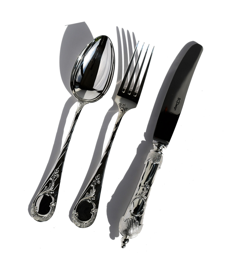 Cutlery Set: Design Versailles, exclusive silver plated 4 pcs.  | Besteckset: Design Versailles, 4-Teilig